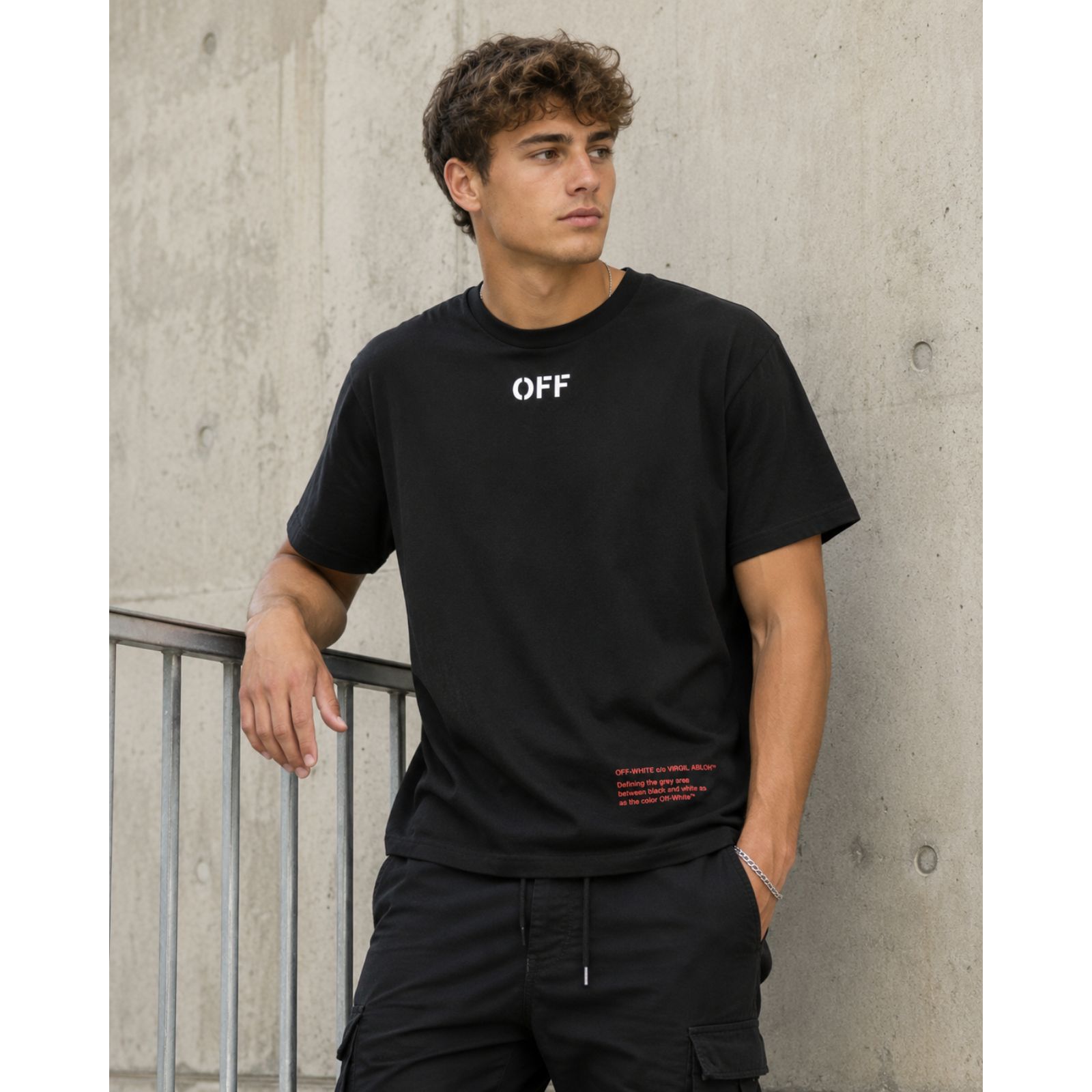 Off-White C/O Virgil Abloh Windows Singapore T-Shirt Black Graphic Men's Large